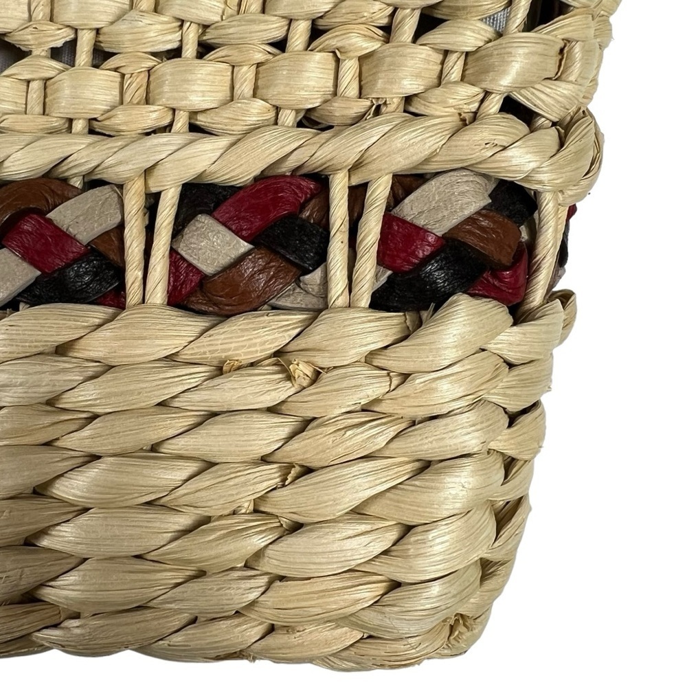 BRIGHTON Raffia Purse With Leather Trim & Braided Leather Strap - Picture 2 of 13